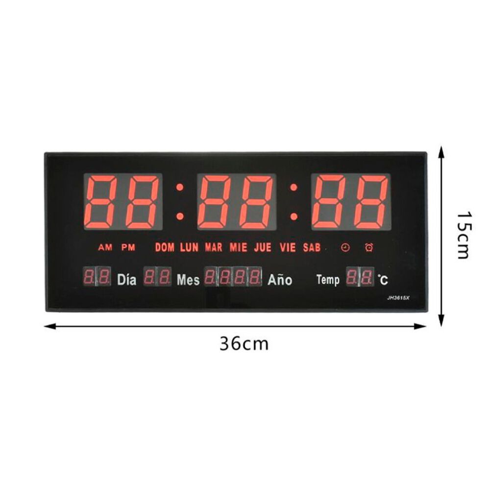 Reloj Digital Rectangular De Pared Pantalla Led Alta Visibilidad image number 1.0