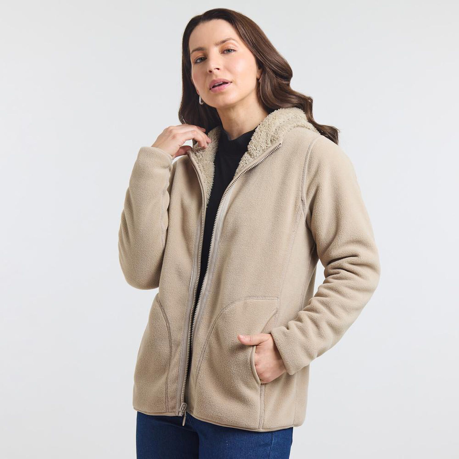 Chaqueta Reversible Regular Cuello Alto Con Capucha Mujer Geeps image number 2.0