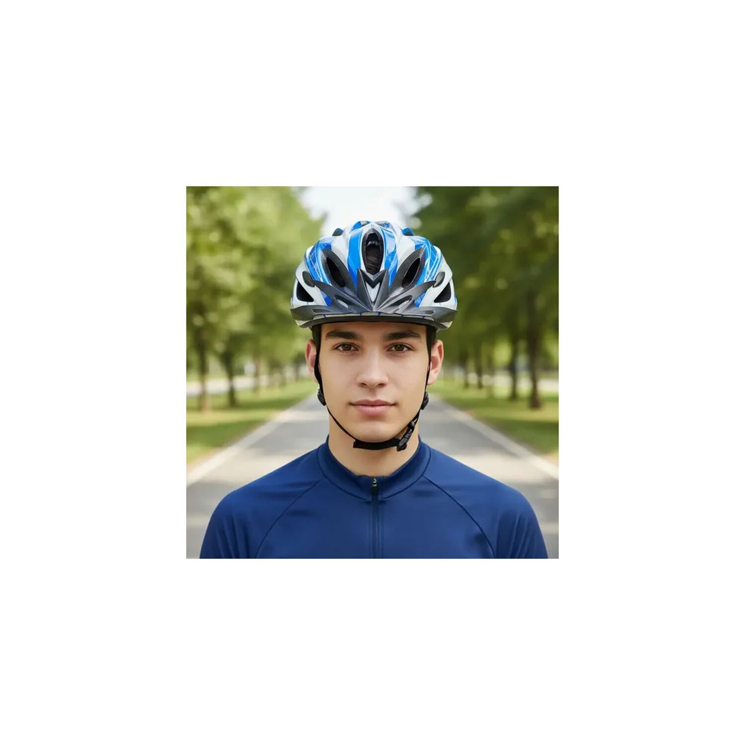 Kit Ciclista Casco Mtb Azul + Guantes Gel Dedos Cortos Azul S image number 2.0