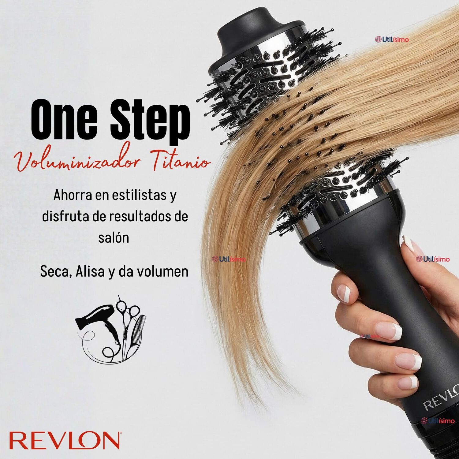 Cepillo Secador Alisador De Cabello One Step Revlon 800w Titanium image number 2.0