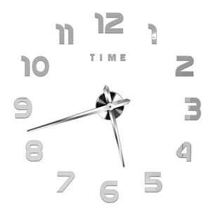 Reloj De Pared Con Pegatinas De Espejo Acr&iacute;lico Plata02