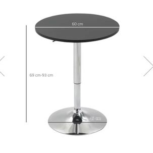 Mesa De Bar Altura Regulable 60cm Di&aacute;metro Negra