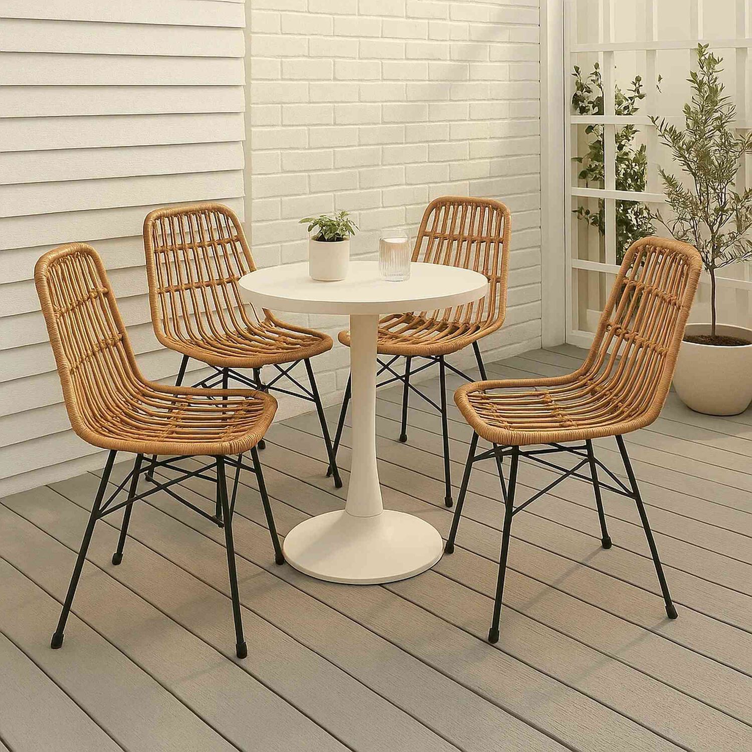Pack De 4 Sillas De Comedor Terraza Rattan Grecia Color Madera image number 1.0
