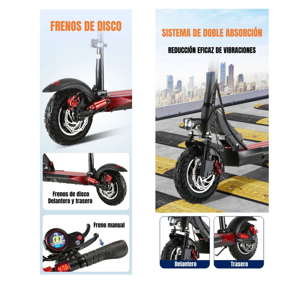 Scooter Adulto El&eacute;ctrico 40km 48v 350w Edge Negro image number 5.0