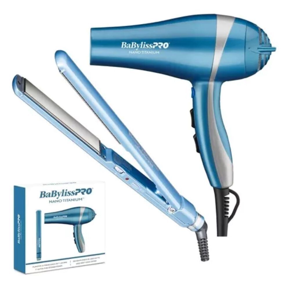 Kit Babylisspro Plancha Ultradelgada Y Secador Ionic Celeste 2un image number 0.0