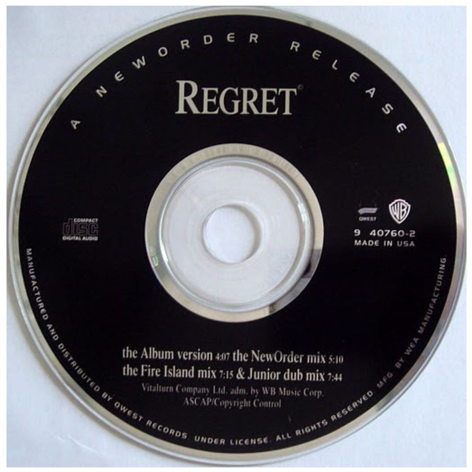 New Order - Regrets | Cd Single Usado image number 2.0