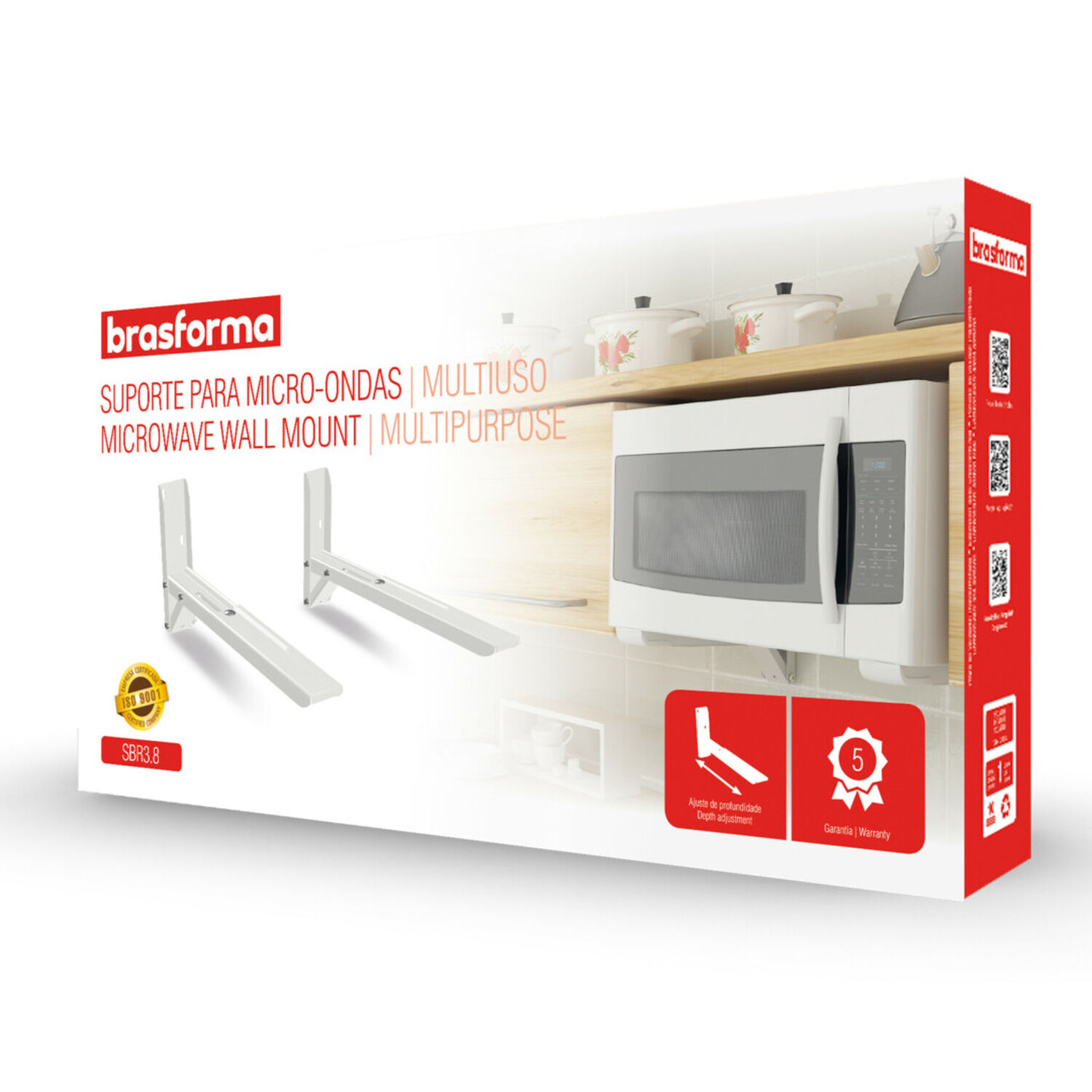 Soporte Horno Microondas Ajustable Blanco - Sbr3.8 - Brasforma image number 4.0