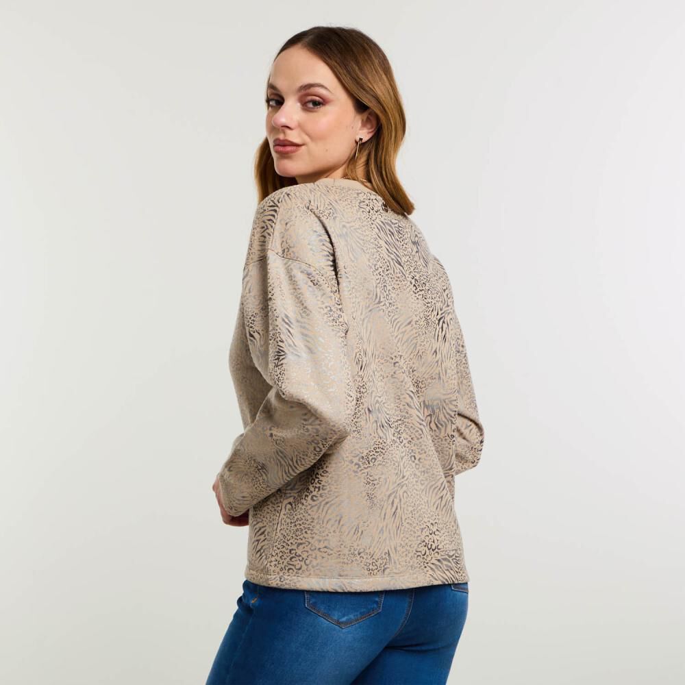 Polerón Estampado Aplicación Folia Y Strass Cuello Redondo Mujer Kimera image number 3.0