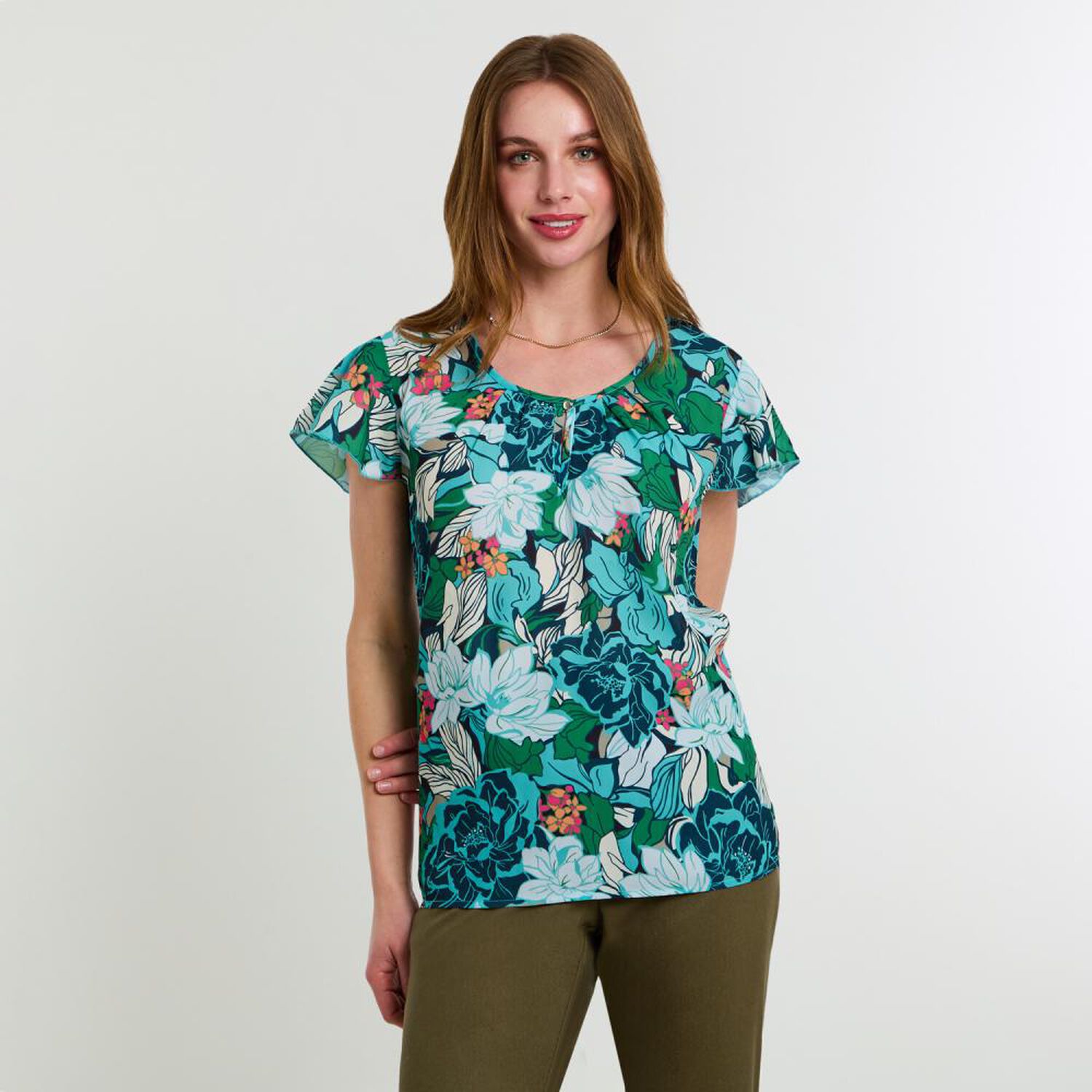 Blusa Manga Corta Cuello Redondo Mujer Lesage image number 0.0