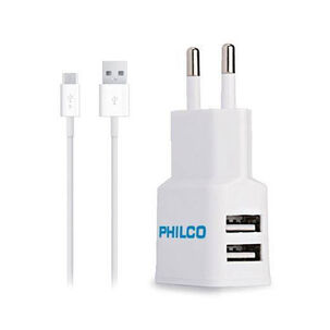 Cargador Philco 2.1a Doble Usb Con Cable Micro Usb