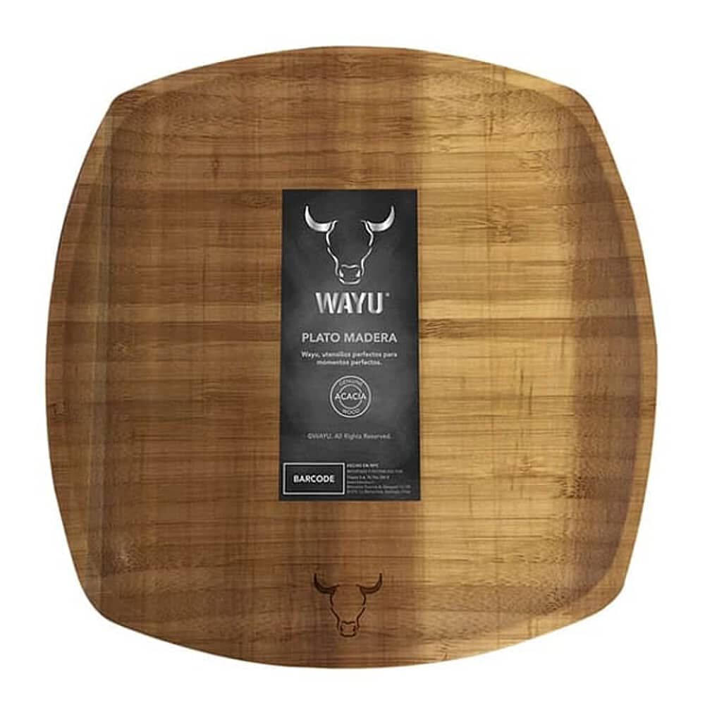 Plato Cuadrado 25x25 Cm Cm Aperitivo Madera Wayu Asado Cocina image number 0.0