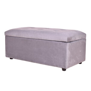 Banqueta Baul Felpa Gris 95x50x45