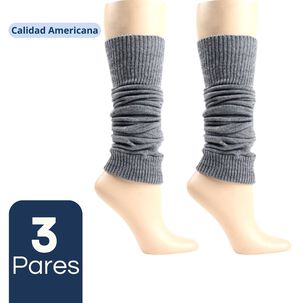 Pack 3 Polainas Escolar Gris Ni&ntilde;a