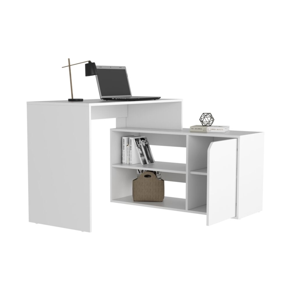 Escritorio En L 1 Puerta 116,6x100x73,6 Cm Fm-033b Blanco image number 1.0