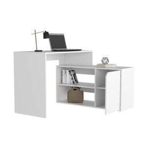 Escritorio En L 1 Puerta 116,6x100x73,6 Cm Fm-033b Blanco