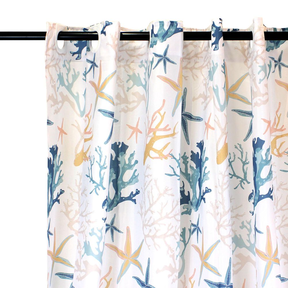 Set Para Ba&ntilde;o Nautica Home Cortina+alfombra+cesta Dise&ntilde;o Corales De Mar image number 2.0