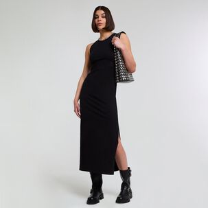 Vestido Jersey Largo Sin Mangas Cuello Redondo Mujer Rolly Go
