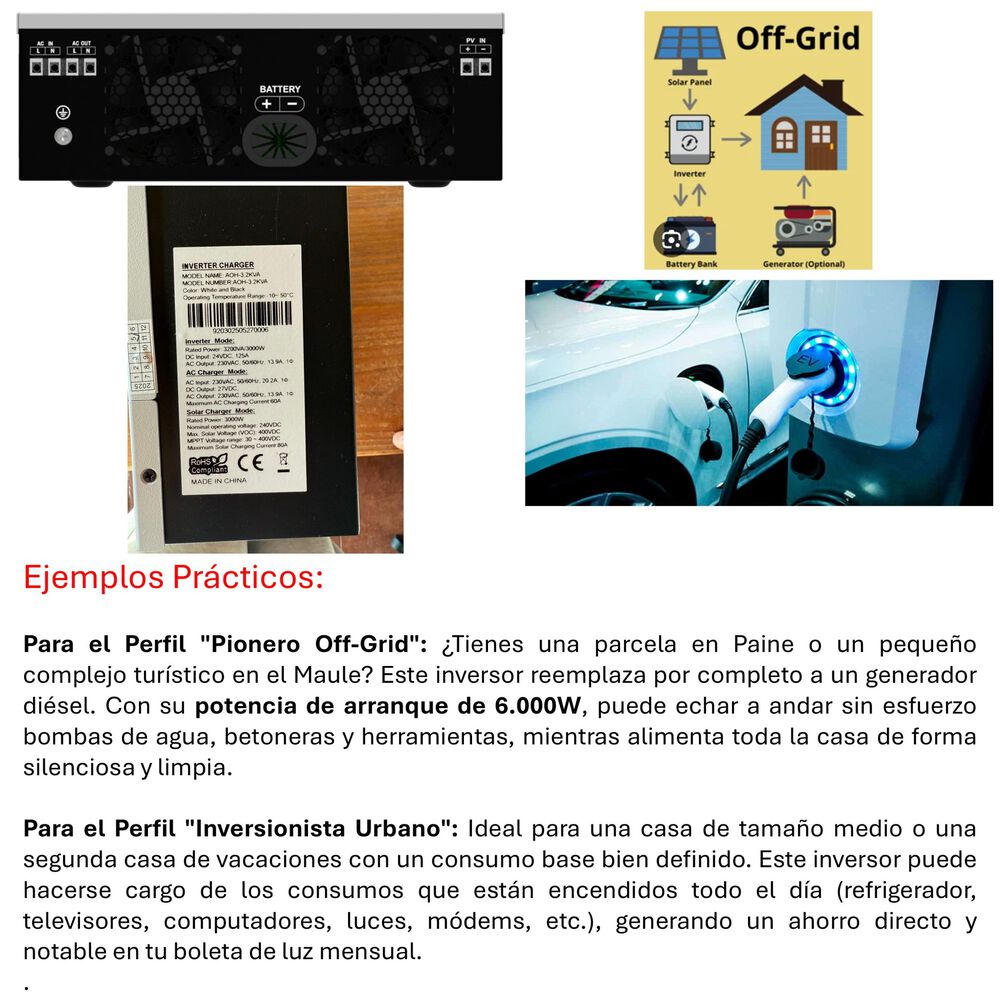 Inversor Solar Con Wifi Híbrido 3000w Potencia Máxima 6000w image number 2.0
