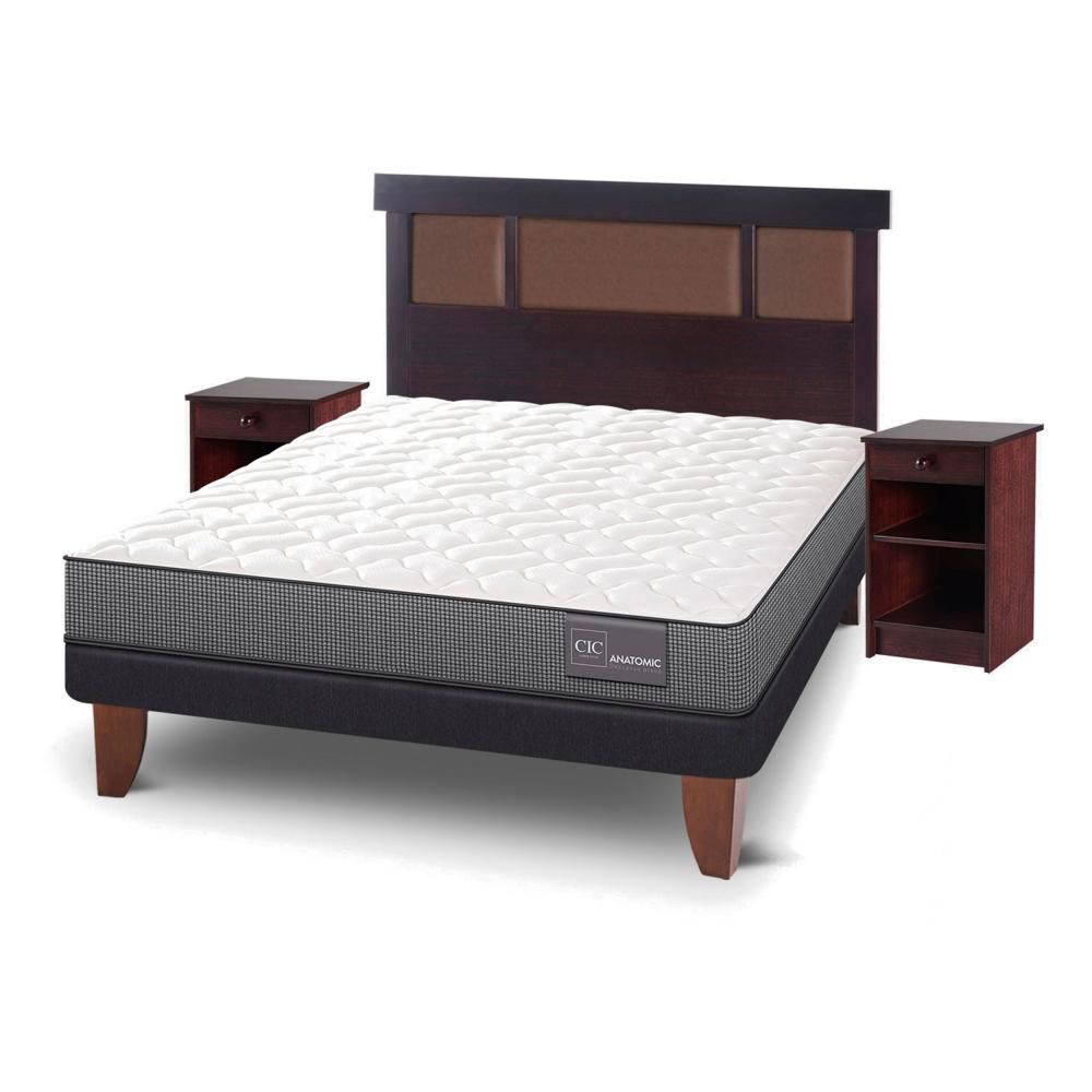 Cama Europea Cic Anatomic / 2 Plazas / Base Normal + Set De Maderas image number 2.0