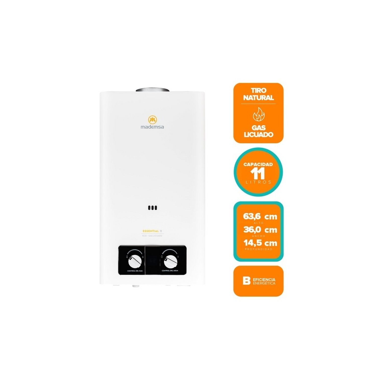 Calefont Mademsa Gas Licuado Essential 11lt. Eco image number 1.0