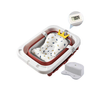 Bañera Plegable Bebé Con Termometro Asiento Rojo Babymine