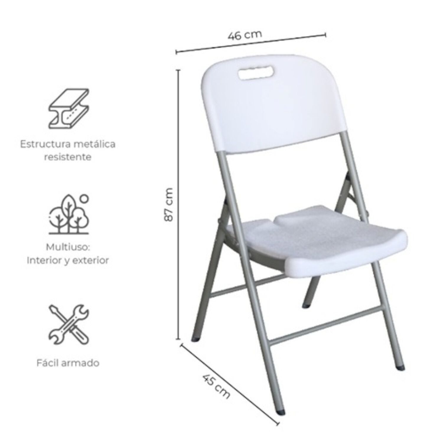 Silla Plegable Plastico Fiestas Camping Eventos image number 1.0