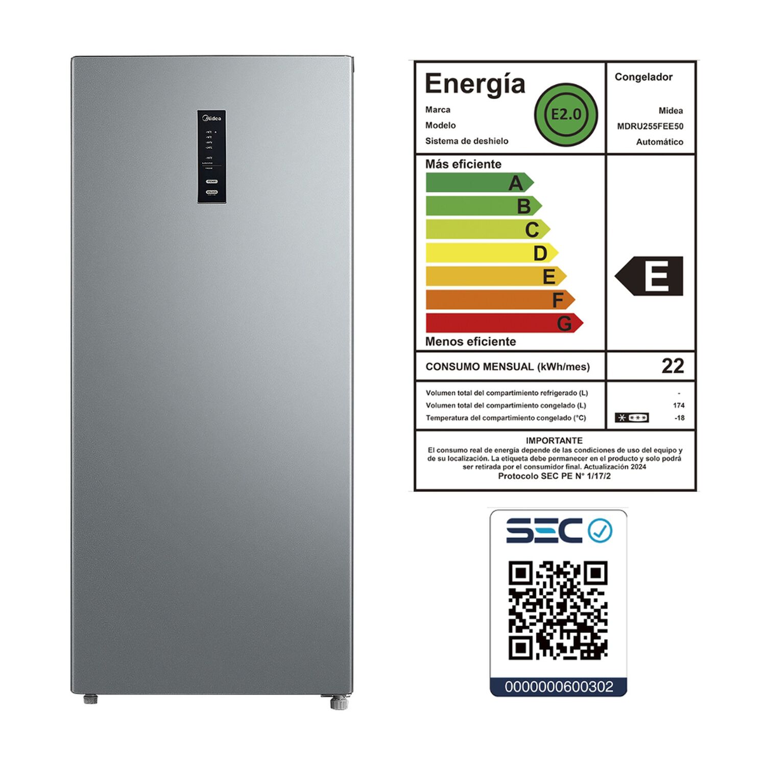 Freezer Vertical Midea MDRU255FEE50 / No Frost / 174 Litros / E image number 11.0