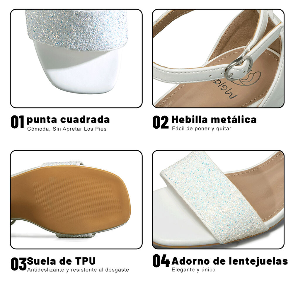 Sandalia Taco Grueso Punta Cuadrada Mujer Weide Gh176 image number 8.0