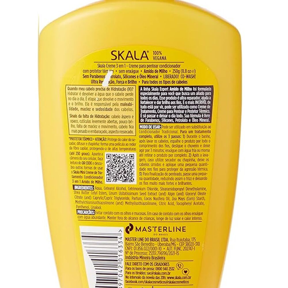 Crema Para Peinar 3en1 Almid&oacute;n De Maiz Skala Expert 250 G image number 2.0