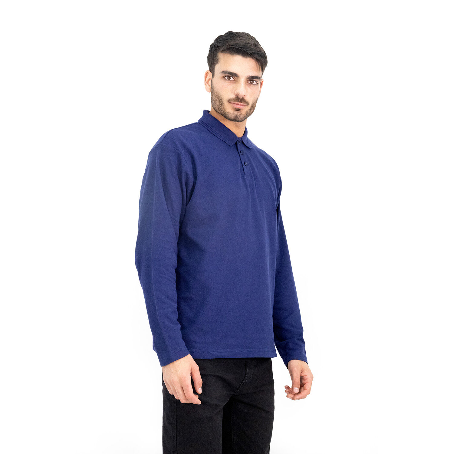 Polera Pique Quebec Manga Larga Azul Hombre image number 1.0