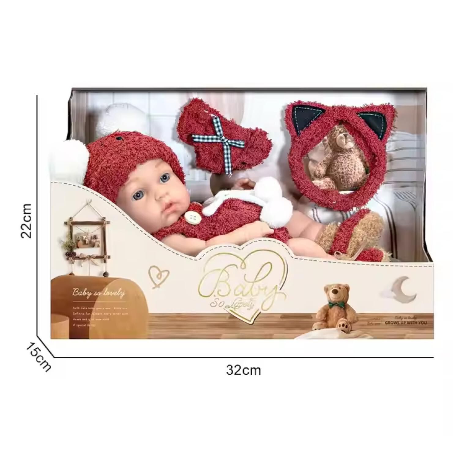 Juguete Mu&ntilde;eca Realista 29cm Silicona Vestido Rojo Infantil image number 1.0