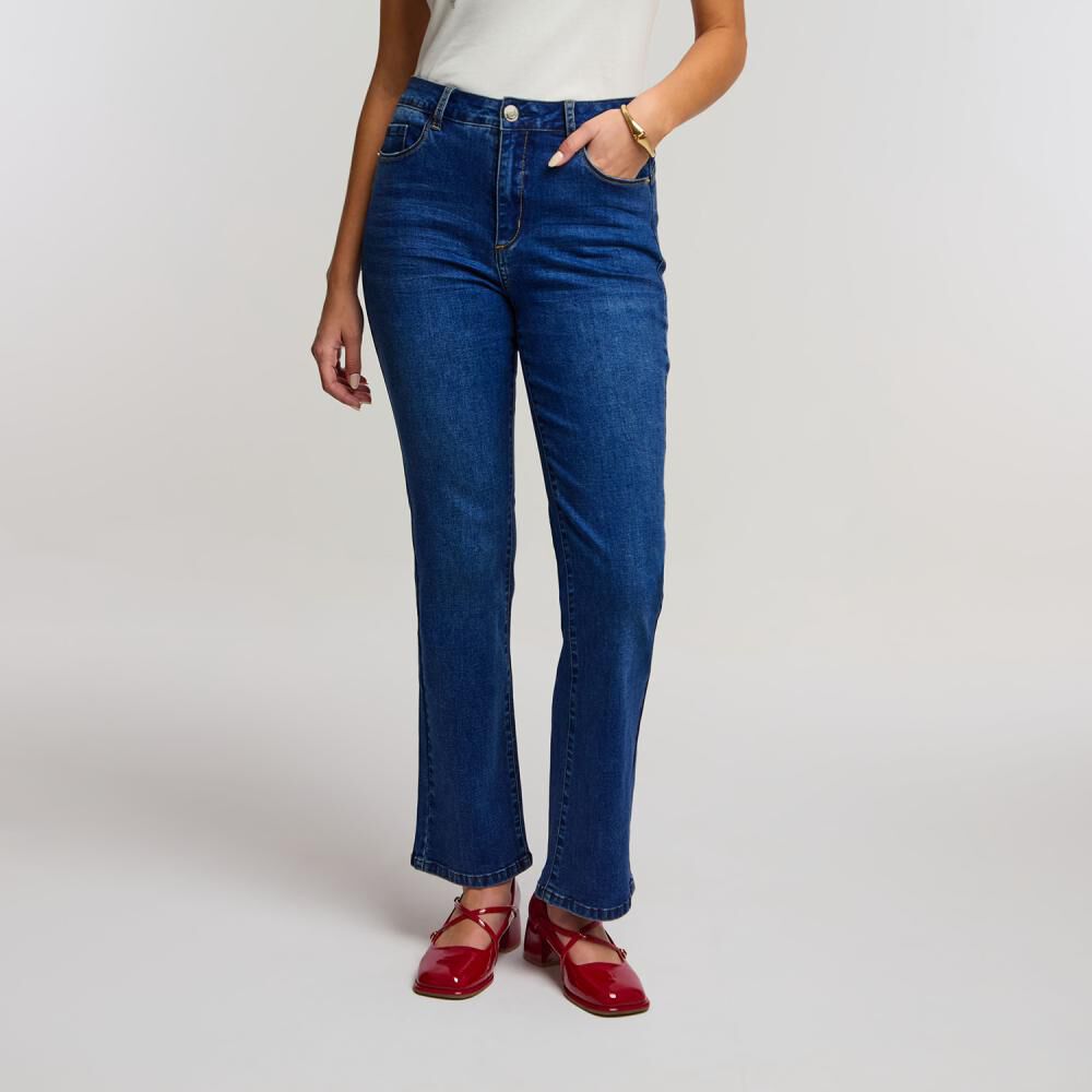 Jeans Focalizado Tiro Medio Straight Mujer Kimera image number 0.0