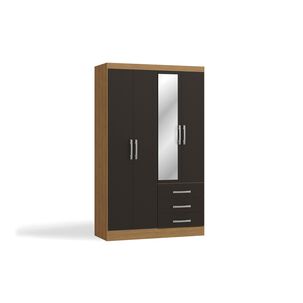 Closet Yardas Amelia Negro / Angel&iacute;n 4 Puertas 3 Cajones C/espejo