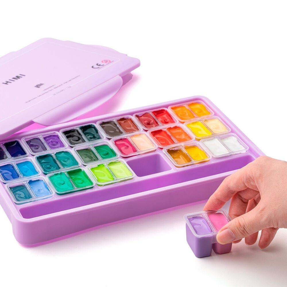 Himi Set Gouache 36 Colores Twin Cup 12g + 3 Pinceles Morado image number 4.0