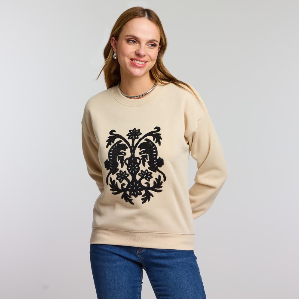Polerón Bordado Boucle Delantero Cuello Redondo Mujer Kimera image number 0.0