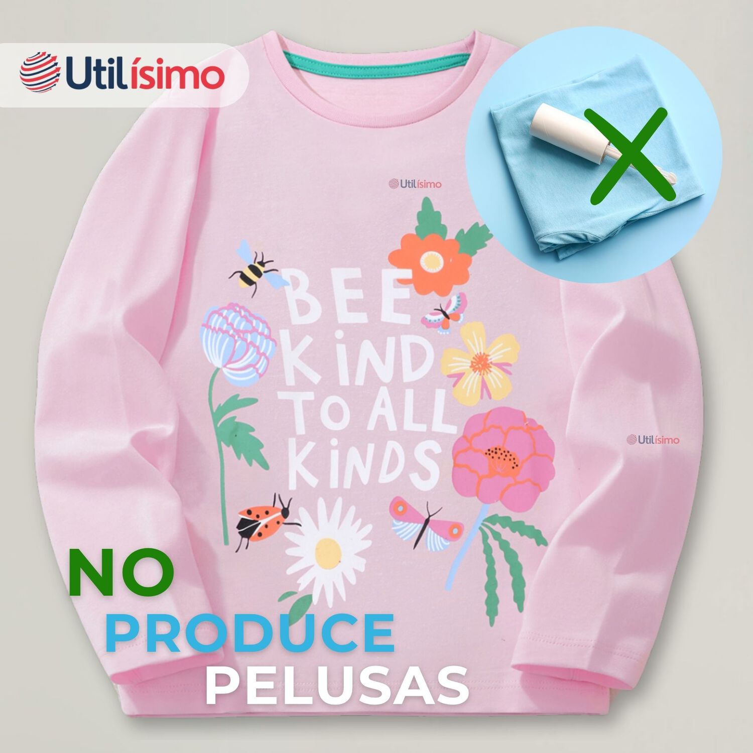 Polera Manga Larga Ni&ntilde;a 100% Algod&oacute;n Flores Rosado Camiseta image number 6.0