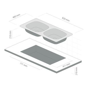Lavaplatos Doble Bajo Cubierta 820 X 460 Splendid Acero Inox