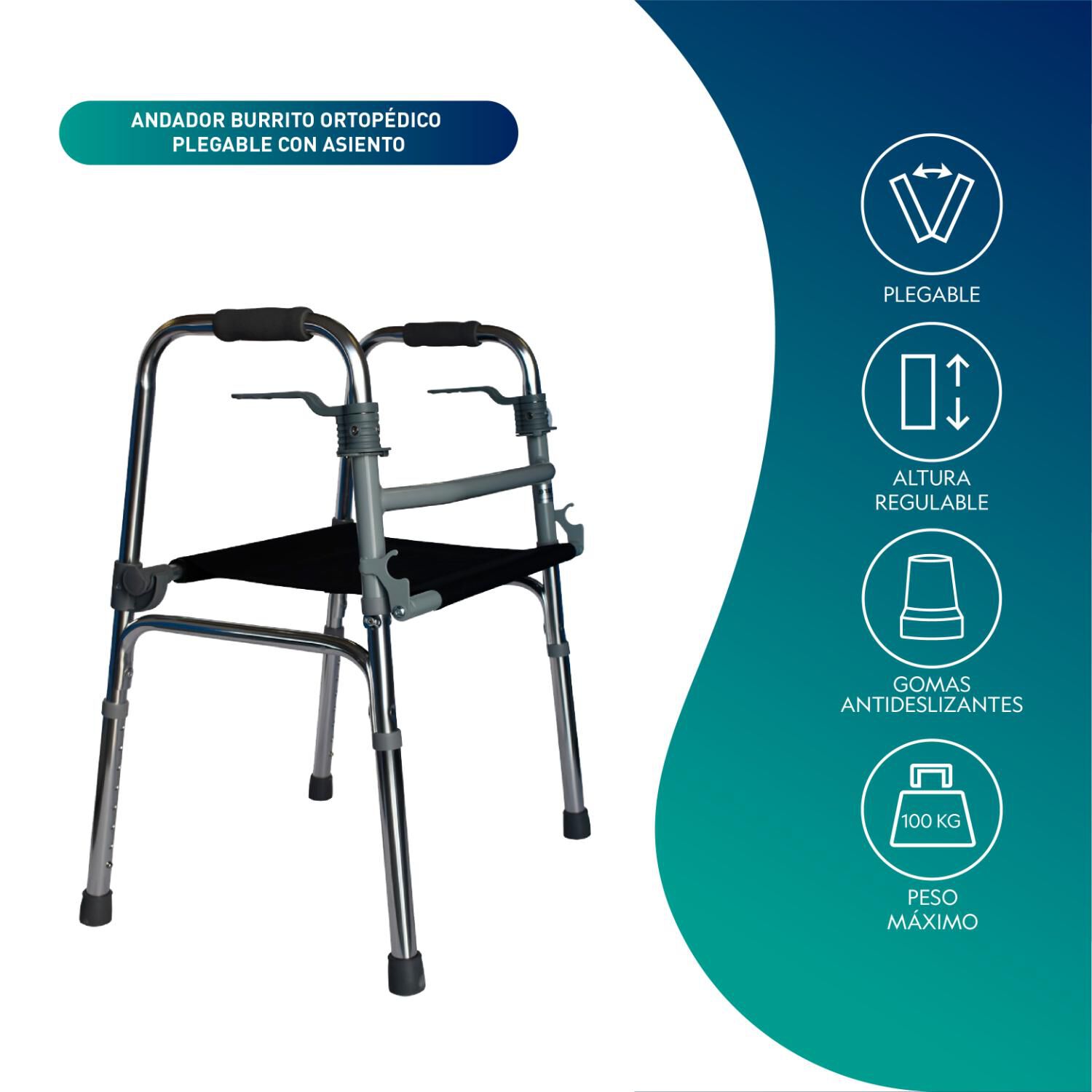 Andador Plegable Con Asiento image number 2.0