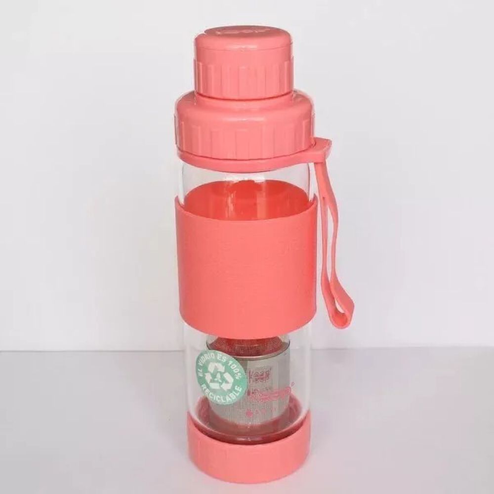 Botella Keep Vidrio Infusor Té Hierbas 410ml Deportes Rosa image number 4.0