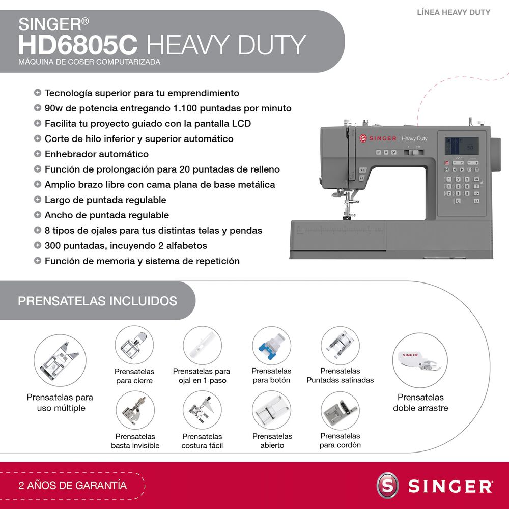 Máquina De Coser Singer Heavy Duty Hd6805c Computarizada image number 1.0