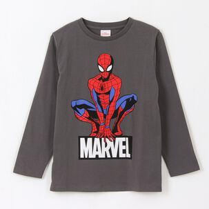 Polera Manga Larga Ni&ntilde;o Spiderman Pose Gris Marvel