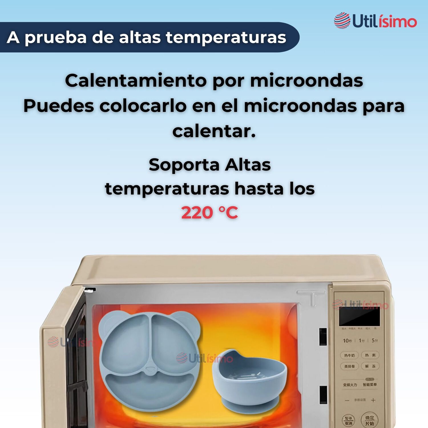 Set De Alimentaci&oacute;n Beb&eacute; Silicona De Oso 6 Piezas Libre Bpa Color Celeste image number 3.0