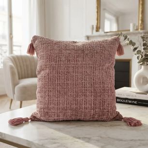 Set De 4 Cojines Decorativos Dunas Ros&eacute; Chenille Y Tejido