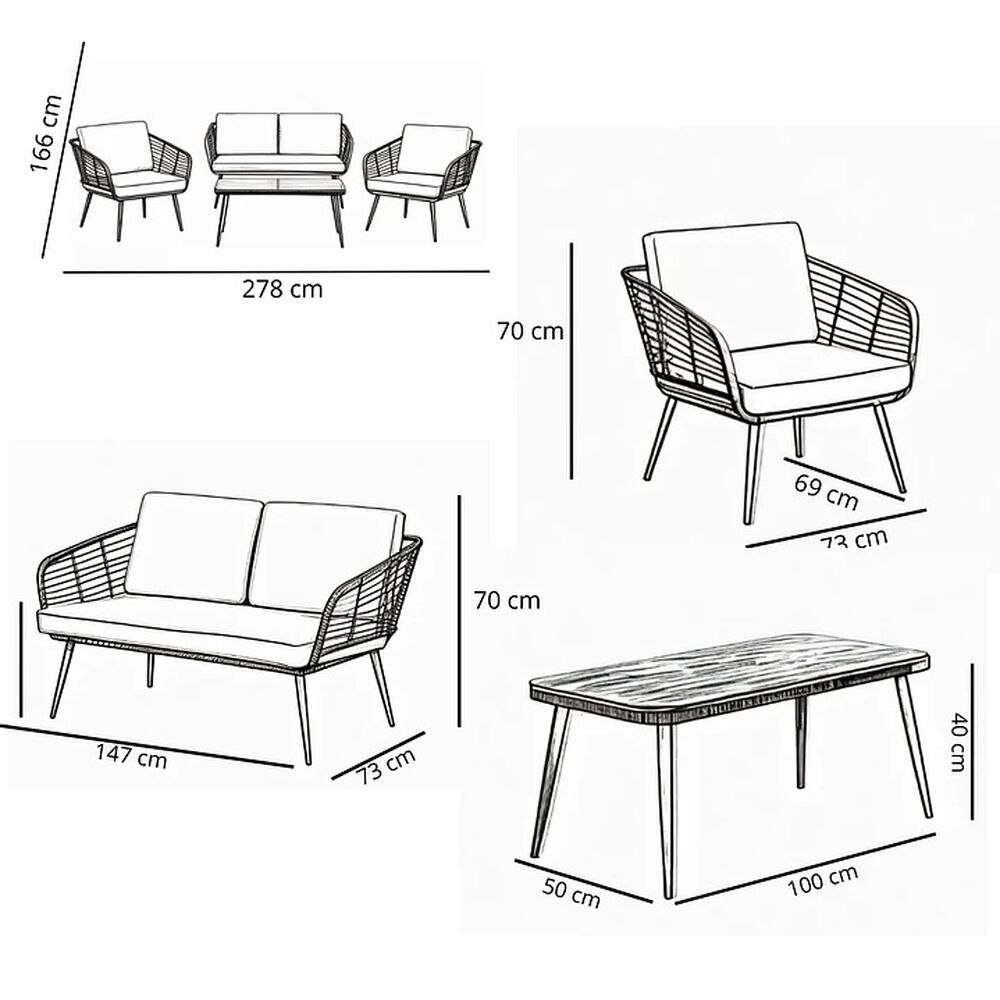 Juego Living Terraza Bali Coj&iacute;n Marfil 4 Pers image number 9.0