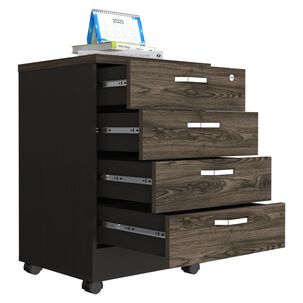 Cajonera Con Ruedas Fm-006n Negro Y Café Oscuro