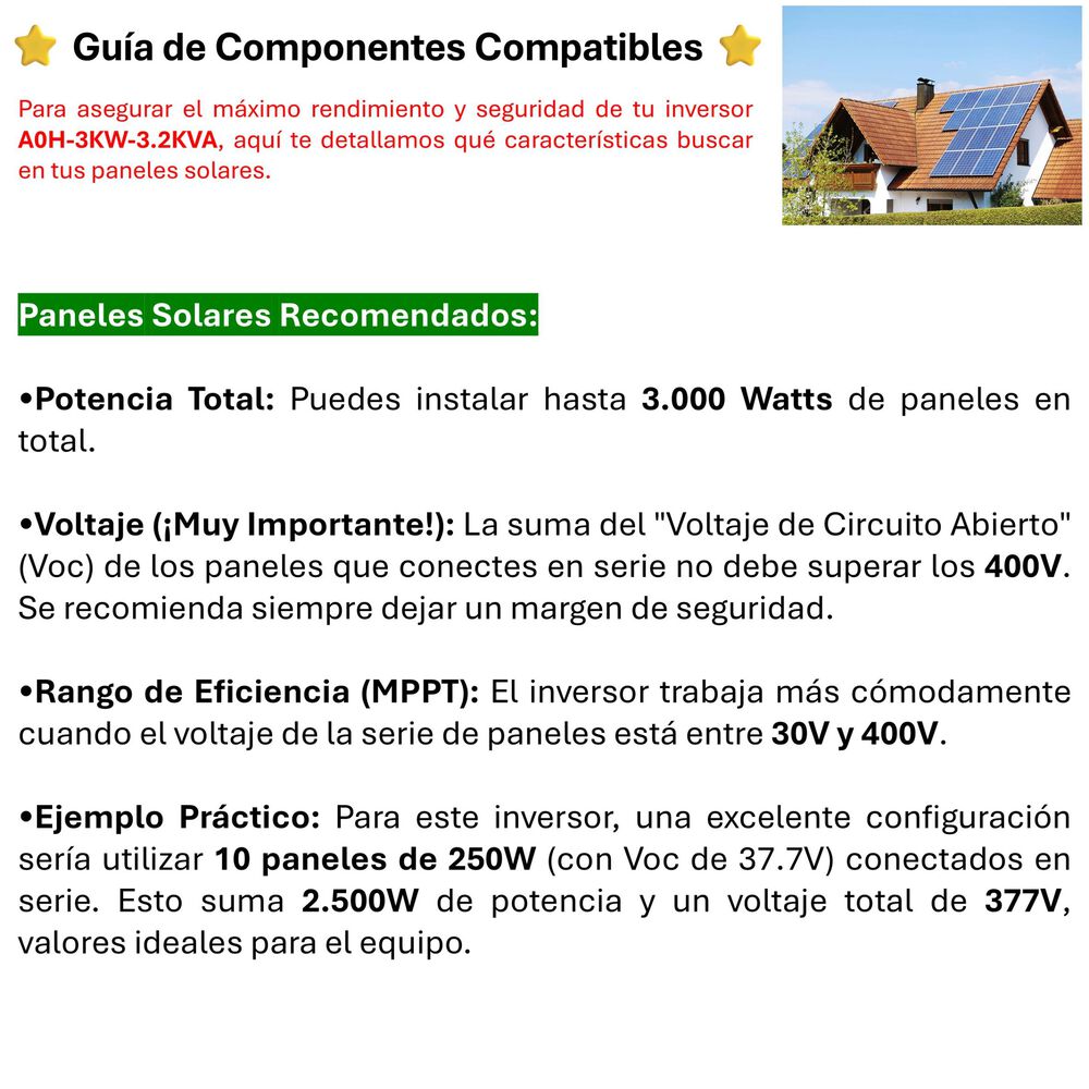 Inversor Solar Con Wifi Híbrido 3000w Potencia Máxima 6000w image number 6.0