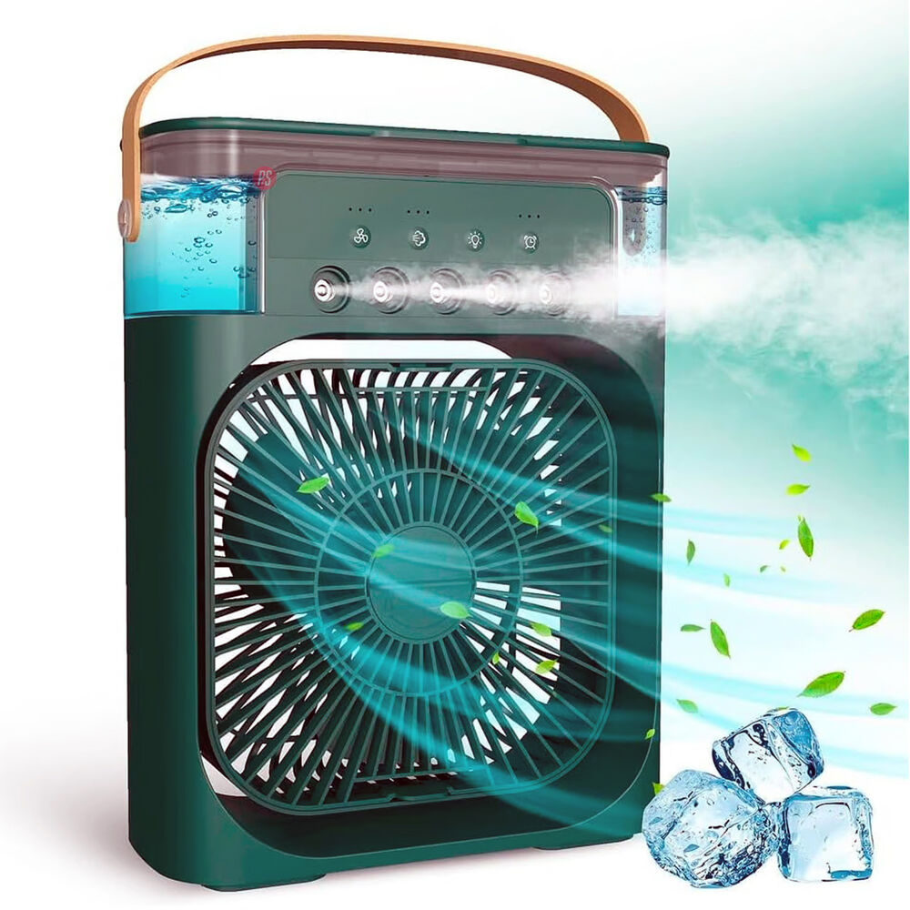 Ventilador Usb Portátil Led Con Rociador Verde - Ps image number 1.0