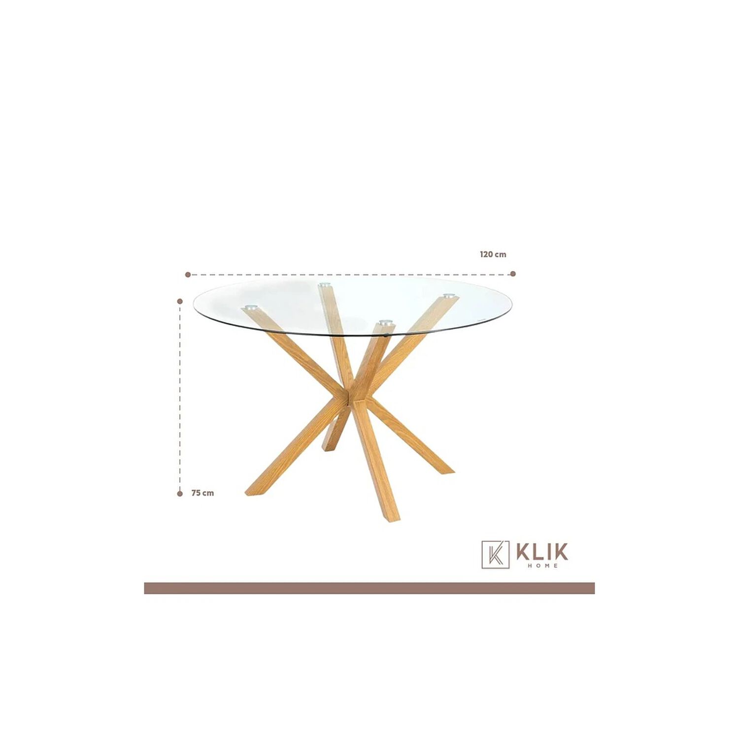 Mesa De Comedor Redonda De Vidrio Cross 120cm + 5 Silla Macron Terciopelo - Beige image number 5.0
