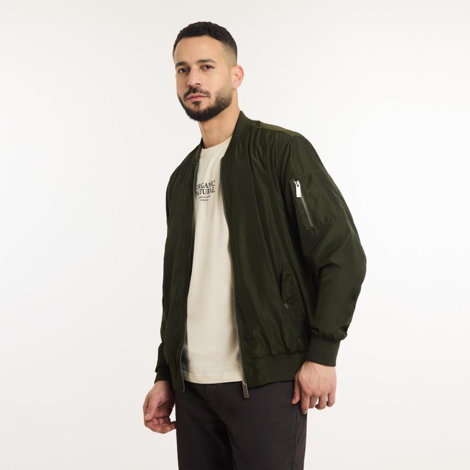 Chaqueta Bomber Slim Cuello Redondo Hombre Az Black image number 2.0