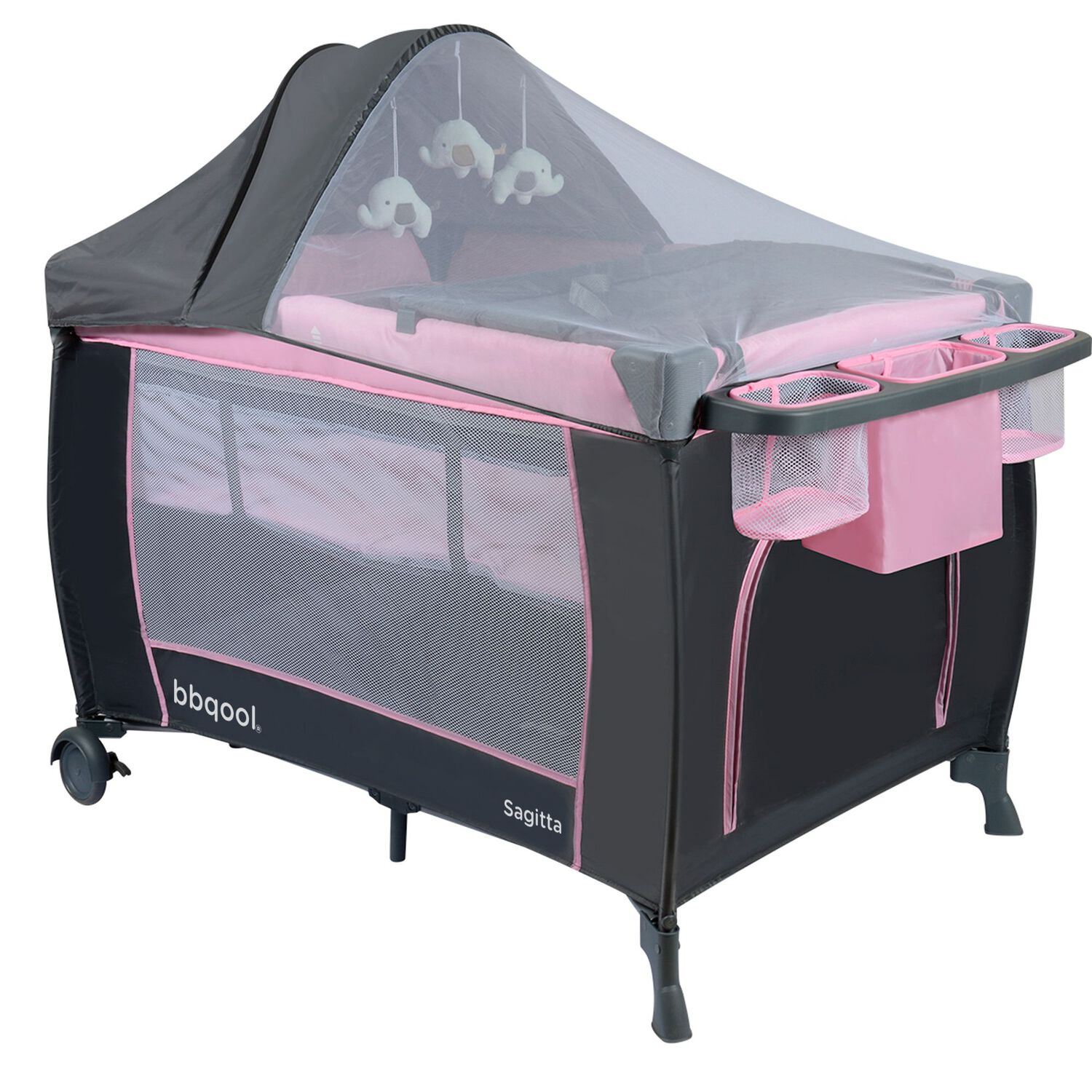Cuna Playard Sagitta Rosado + Colch&oacute;n De Espuma image number 1.0